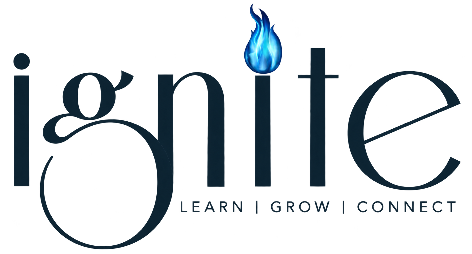 Ignite Logo with Blue Flame Accent